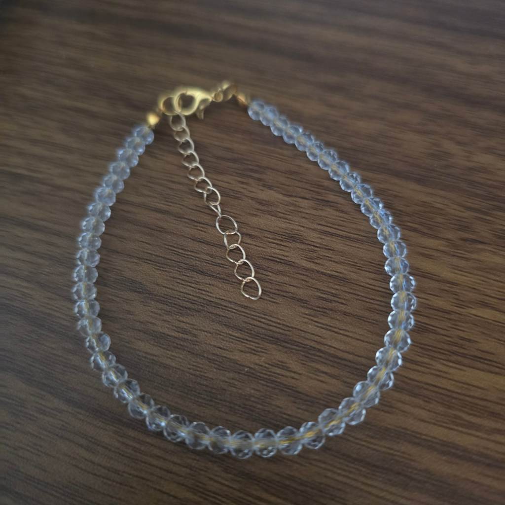 Golden Clear Glass Beaded Bracelet