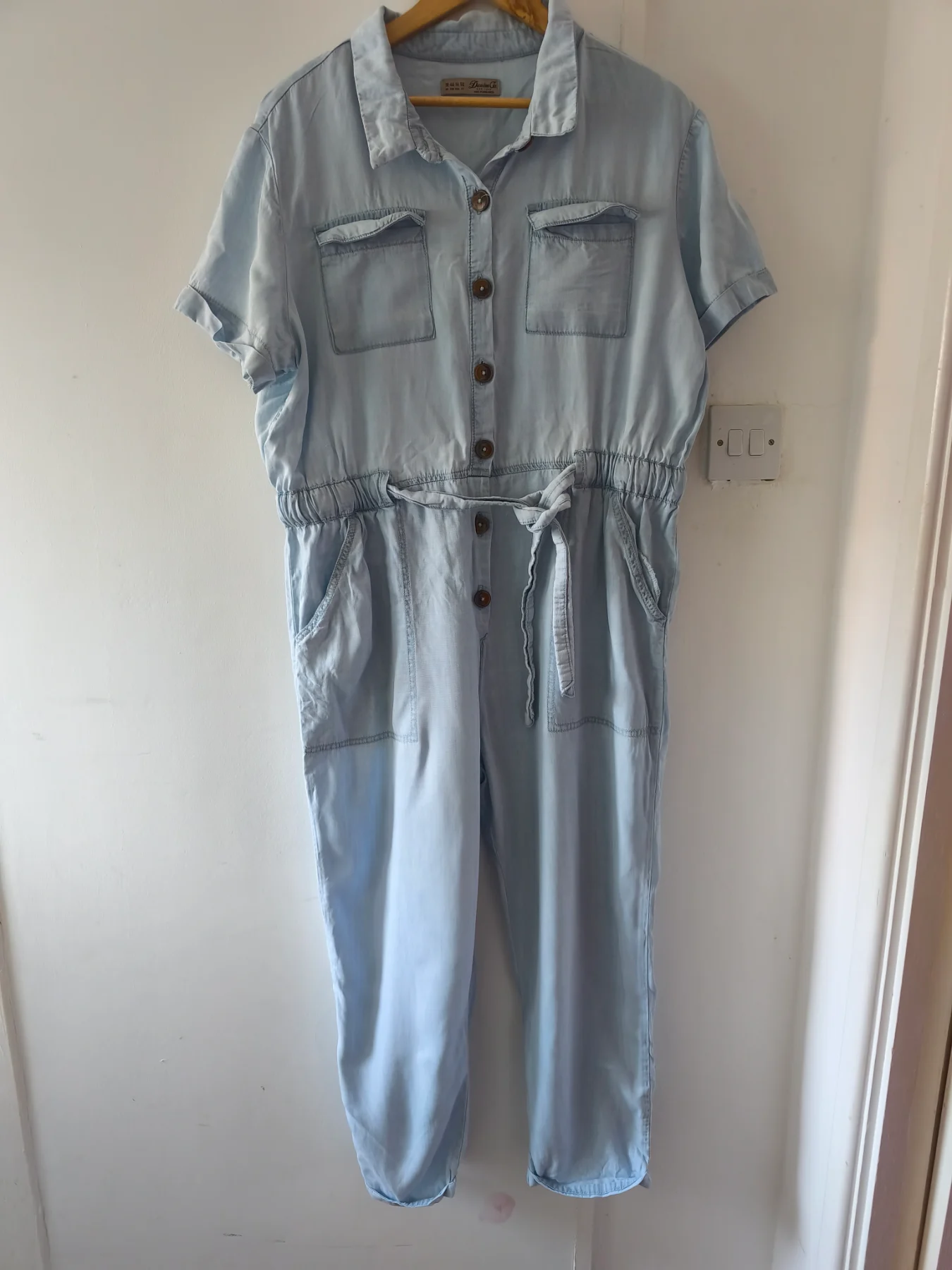 Denim Co Light Wash Chambray Jumpsuit Boiler Suit Romper UK Size 18