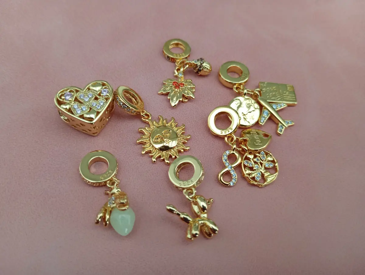 gold plated streling silver charms