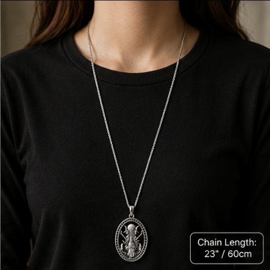 Hecate Triple Moon Goddess Necklace Silver Pagan Wiccan Pendant Chain Protection
