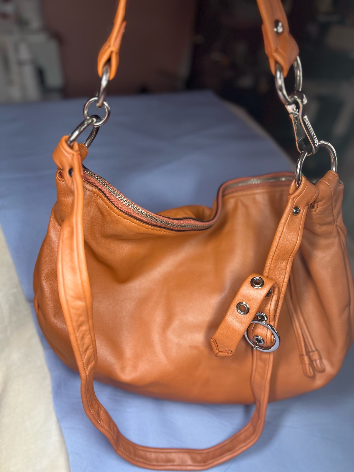 Vintage Coach Orange Leather Hobo Shoulder Bag