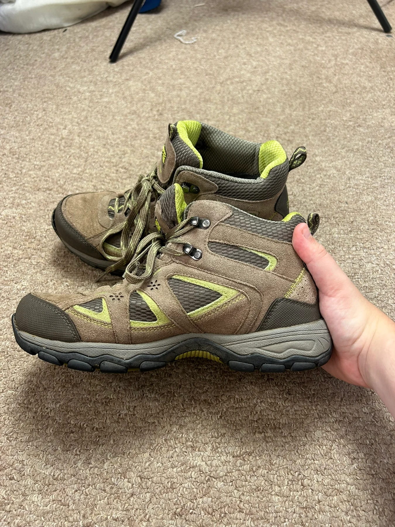 Karrimor Mount Mid Ladies UK 8 Waterproof Walking Boots Brown/Green Womens Trail