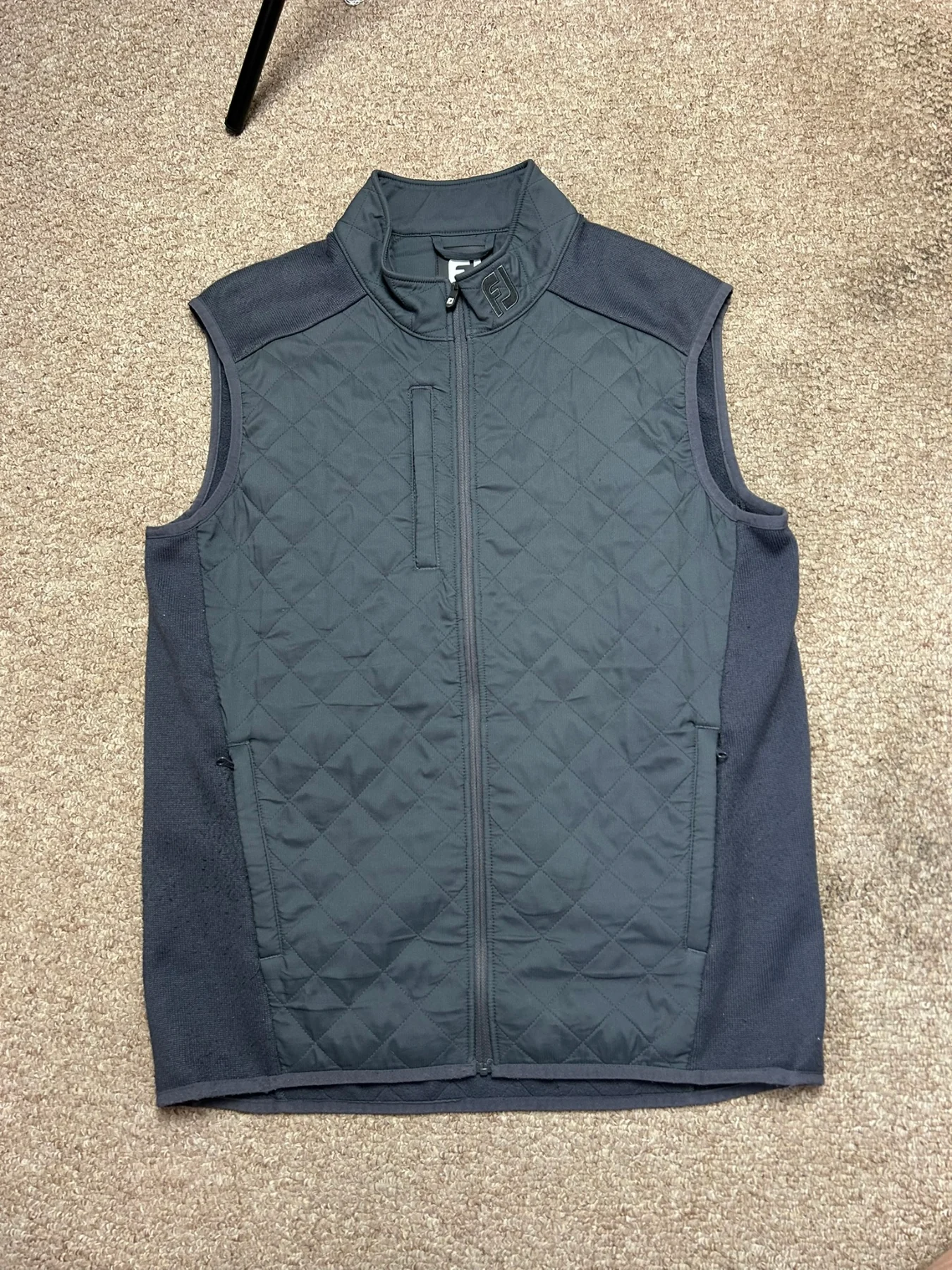 FootJoy Mens Quilted Golf Gilet Vest Charcoal Grey Fleece Hybrid Size Medium FJ