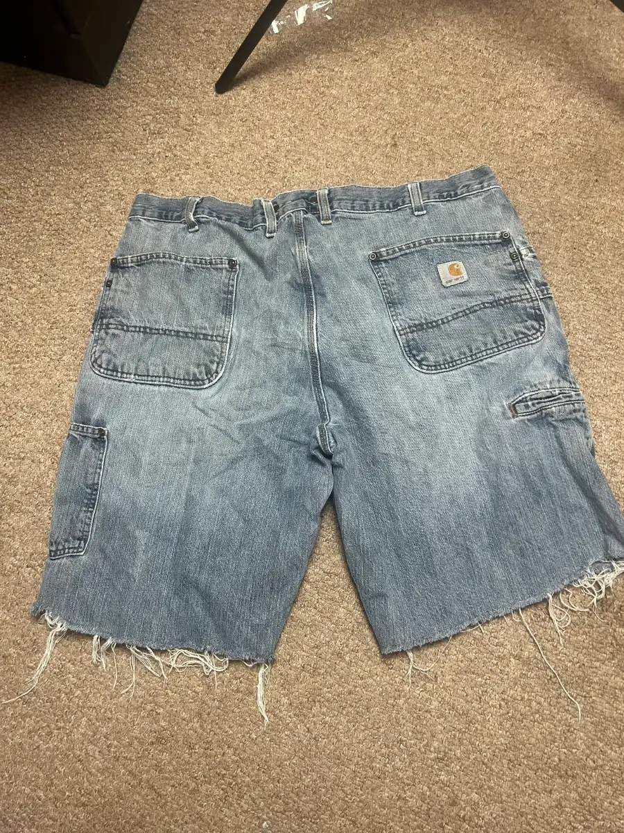 Carhartt Jorts Mens 40 Blue Wash Denim Jean Shorts Carpenter Relaxed Fit W40