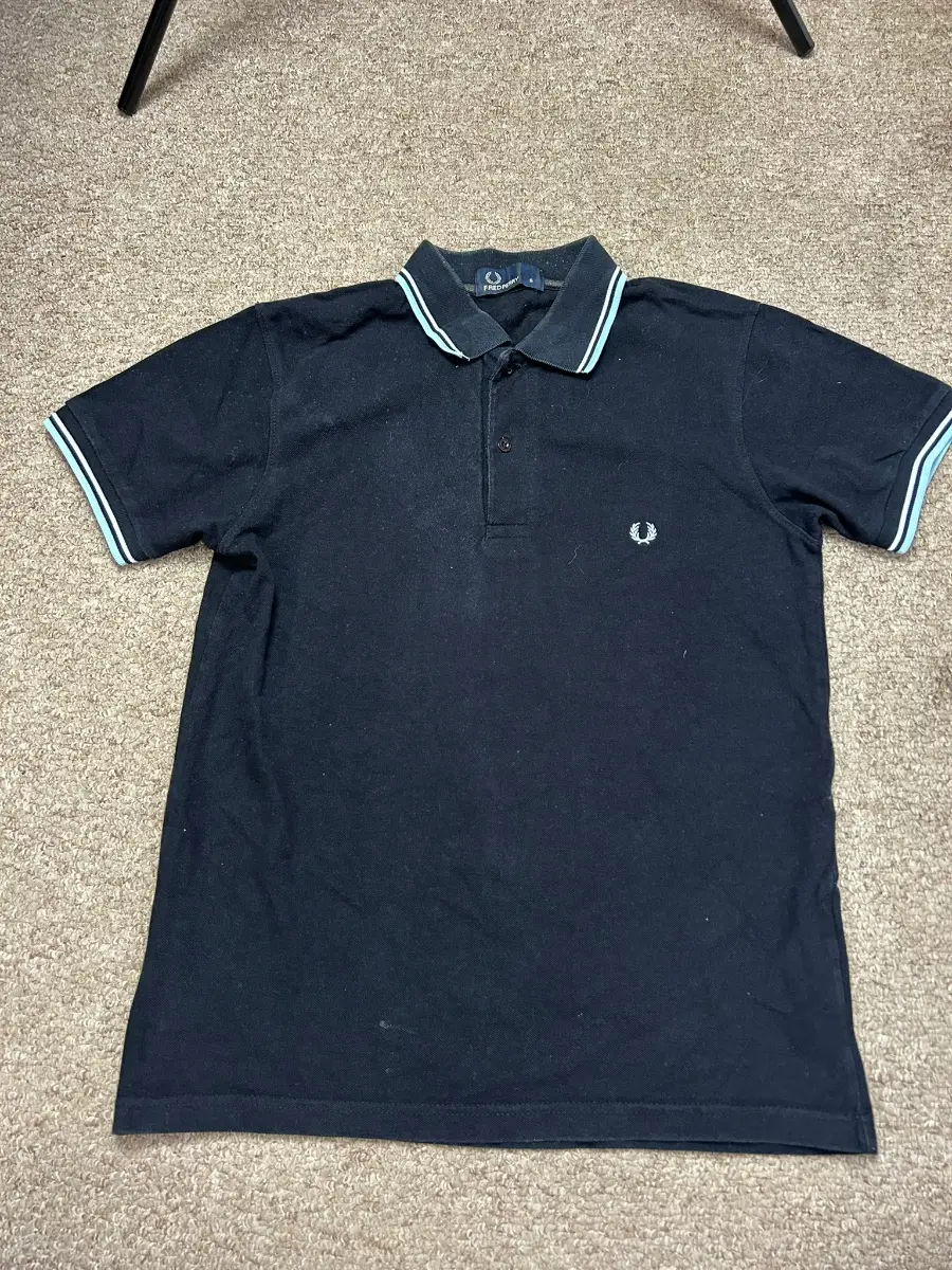 Fred Perry Polo Shirt Mens Size Small Black Twin Tipped Collar Mod Casual Top