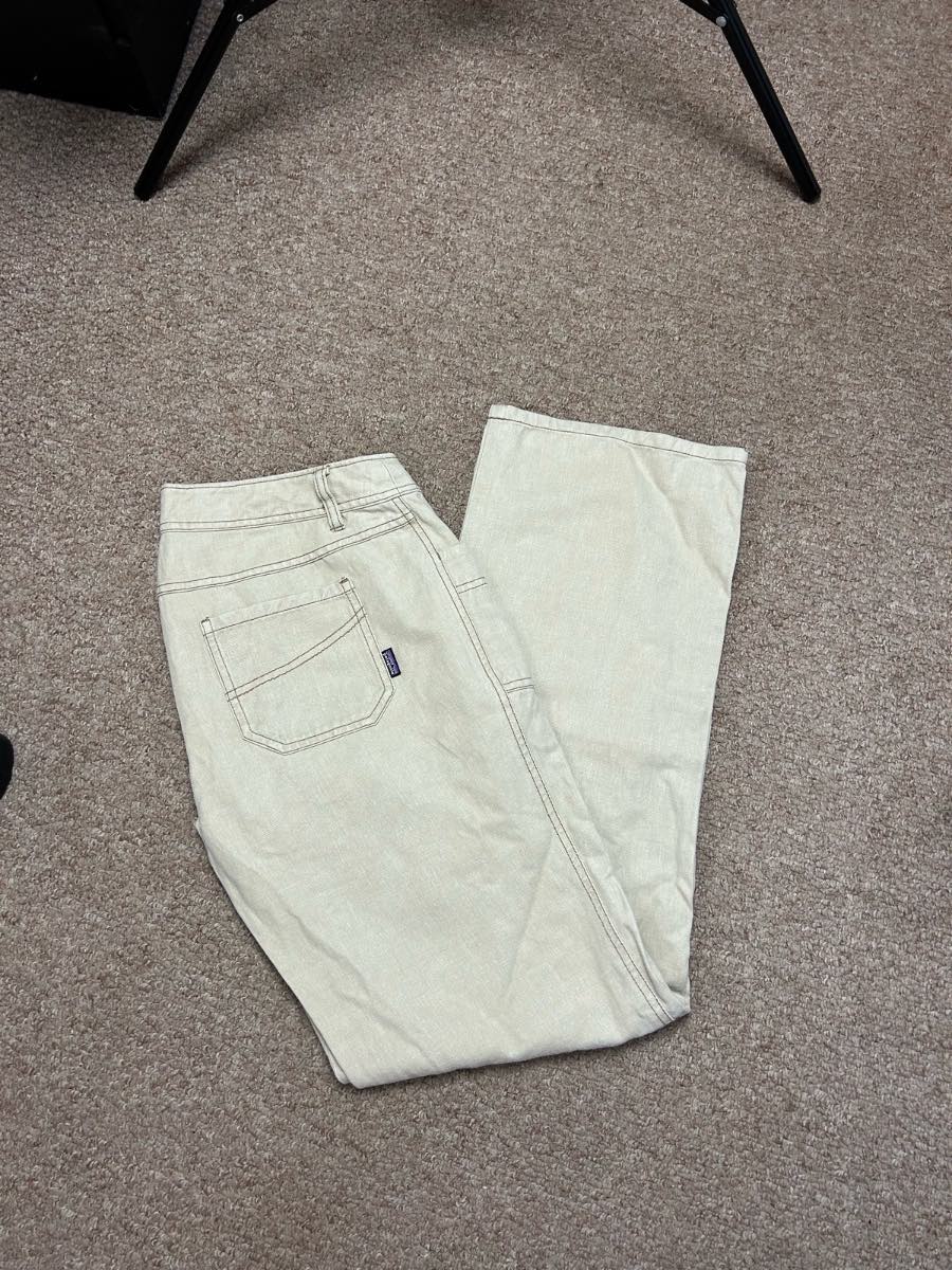 Patagonia Size UK 8 Trousers Womens Beige Cream Denim Jeans Straight Fit W32 L32