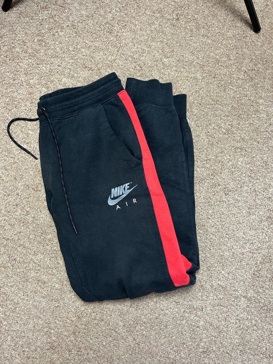 Nike Air Joggers Mens Size Small Black Red Fleece Sportswear Jogging Bottoms