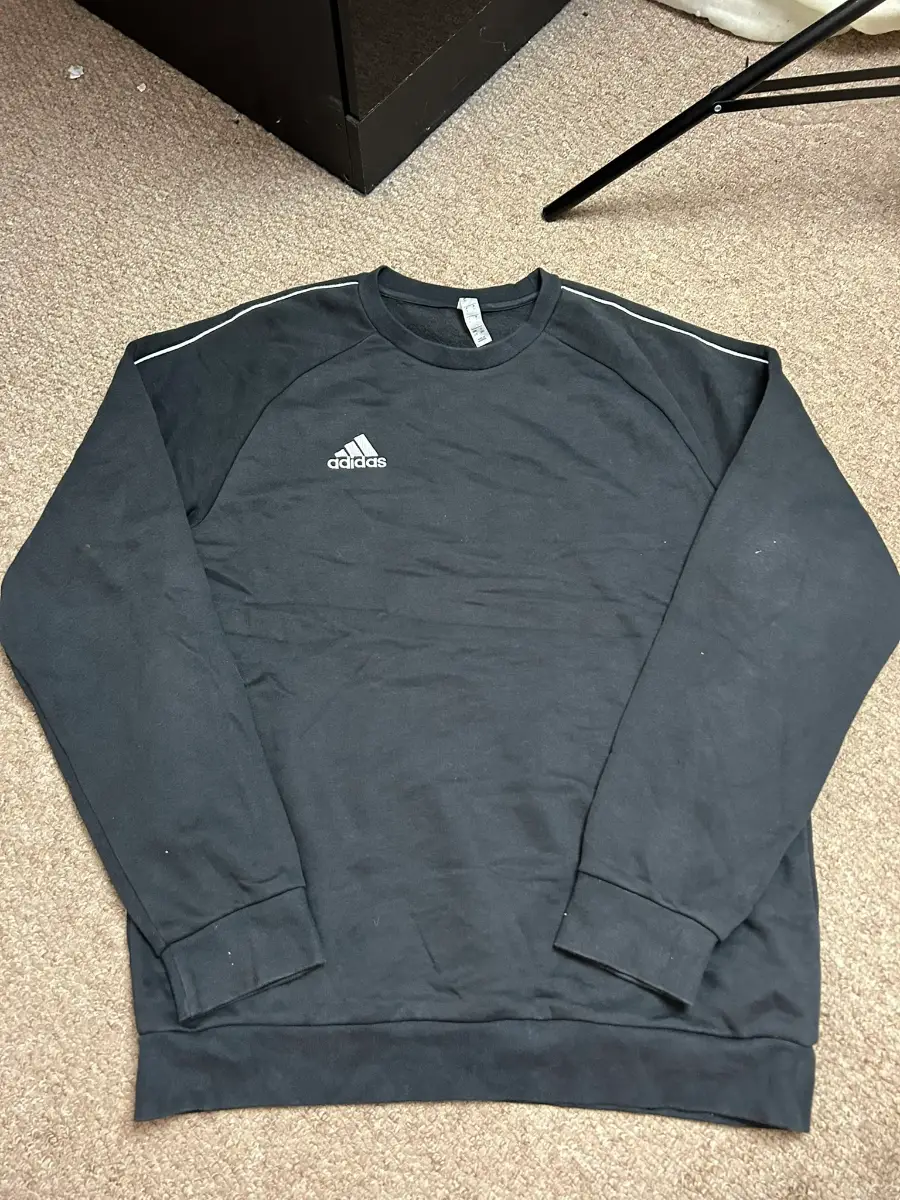 Adidas Core 18 Sweatshirt Mens Size Large Black Essentials Logo Pullover Jumper