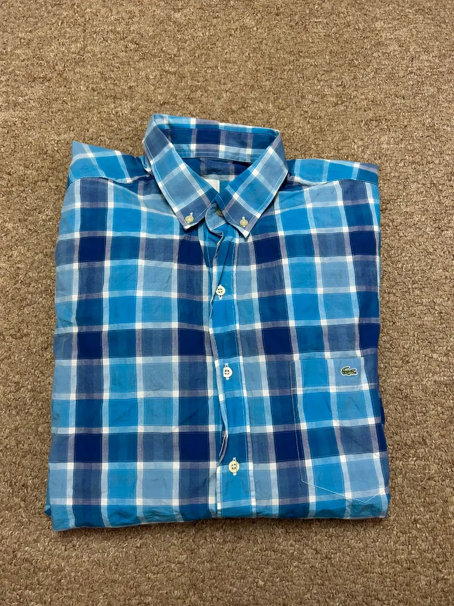 Lacoste Mens Long Sleeve Shirt Size Medium / EU 40 Blue Check Casual Button Down