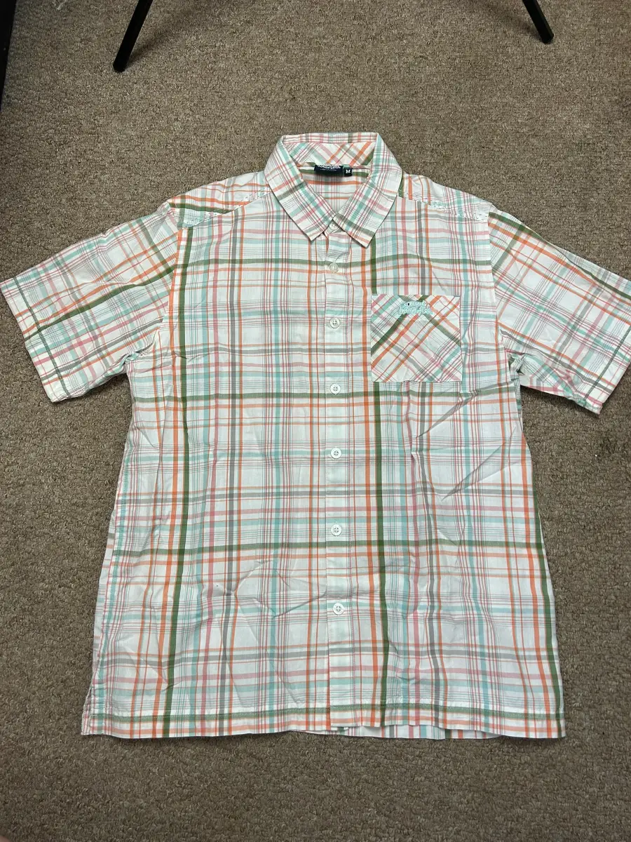 Weird Fish Short Sleeve Shirt Mens Medium Check White Multicoloured Button Up