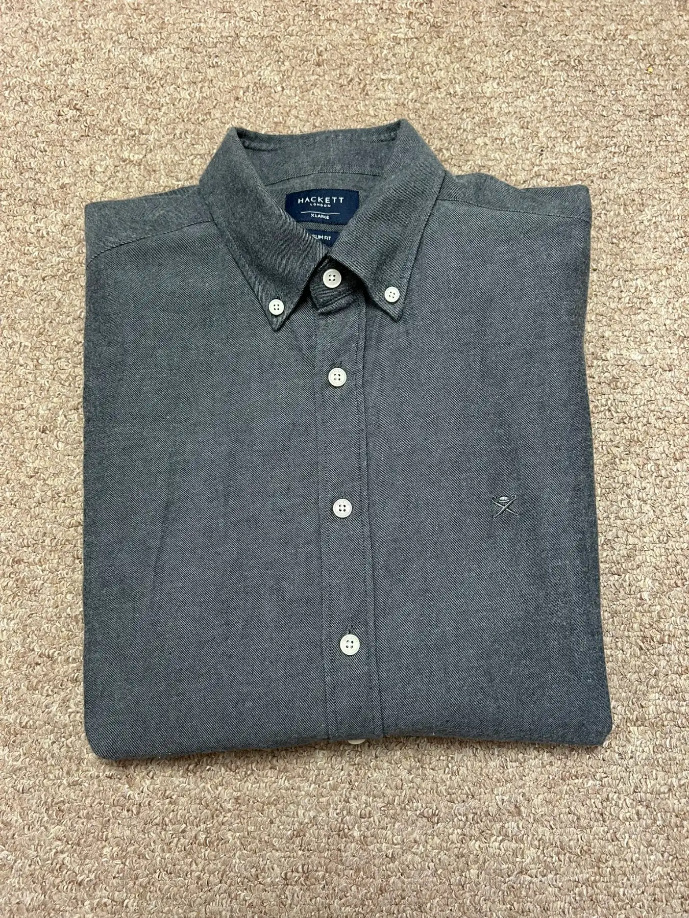 Hackett London Mens Size XL Long Sleeve Shirt Slim Fit Style Button Down Grey