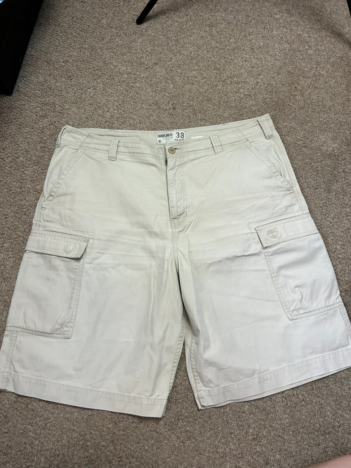 Timberland Mens Cargo Shorts Size 38 Beige Pocket Workwear W38 6 Pocket Cargos