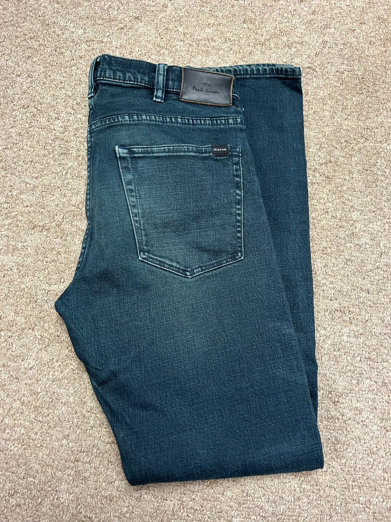PS Paul Smith 30 Slim Fit Indigo Blue Denim Crosshatch Stretch Jeans W30 L32
