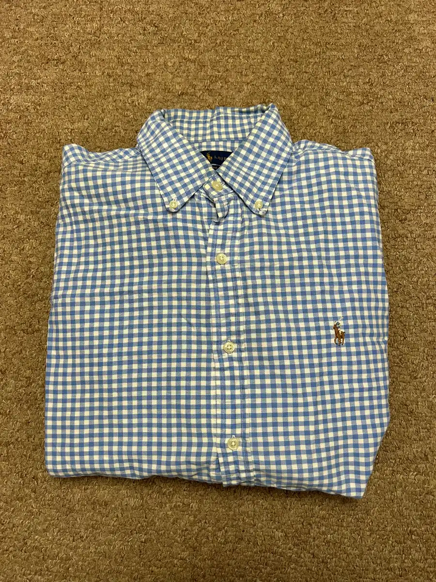 Ralph Lauren Slim Fit Shirt Mens Size Large Long Sleeve Blue White Oxford Style