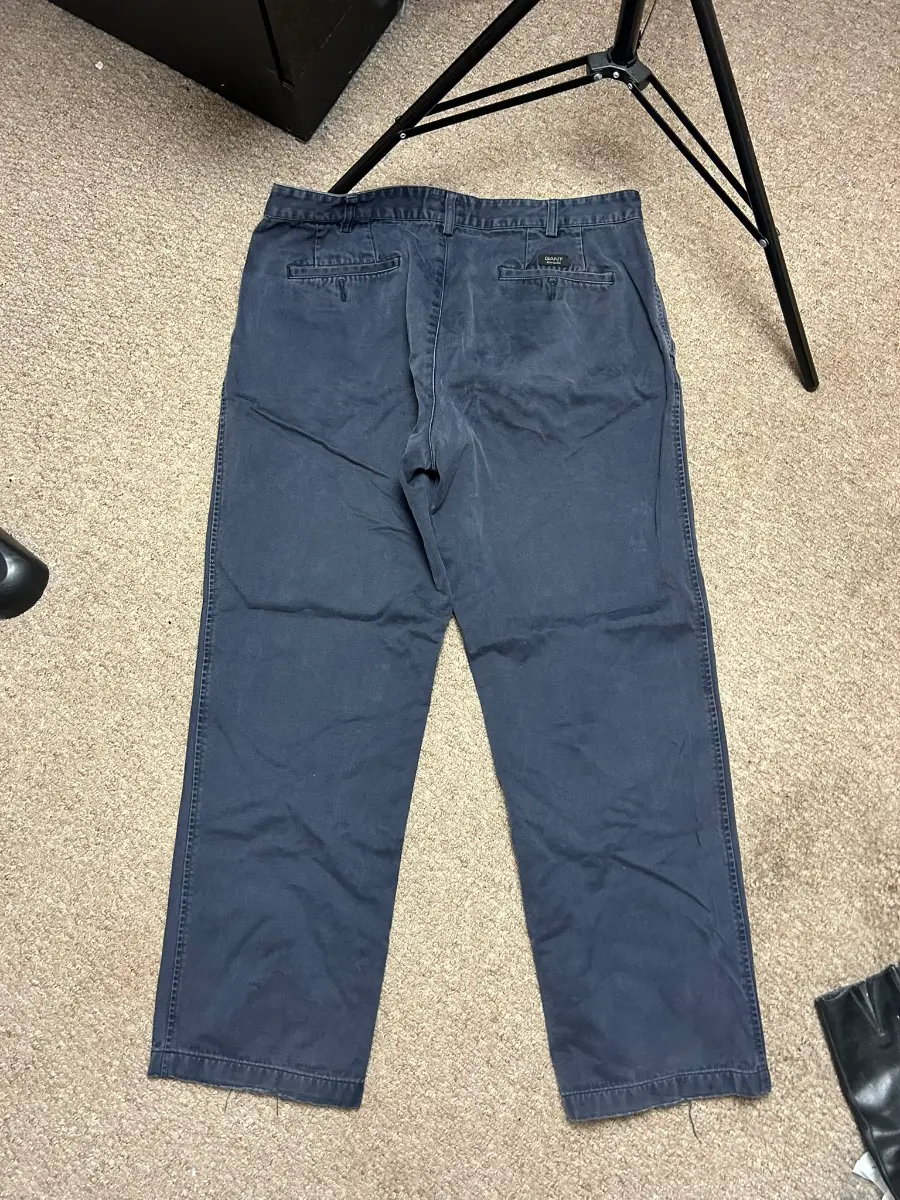 GANT Chinos Mens Size 34 Navy Blue New Haven Style Straight Fit W34 L30 Trousers