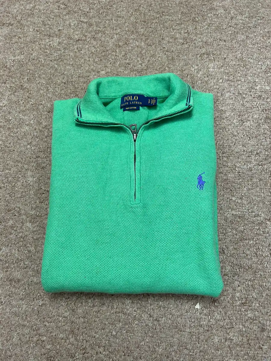 Polo Ralph Lauren 1/4 Zip Pullover Jumper Mens Size Small Green Pima Cotton Top