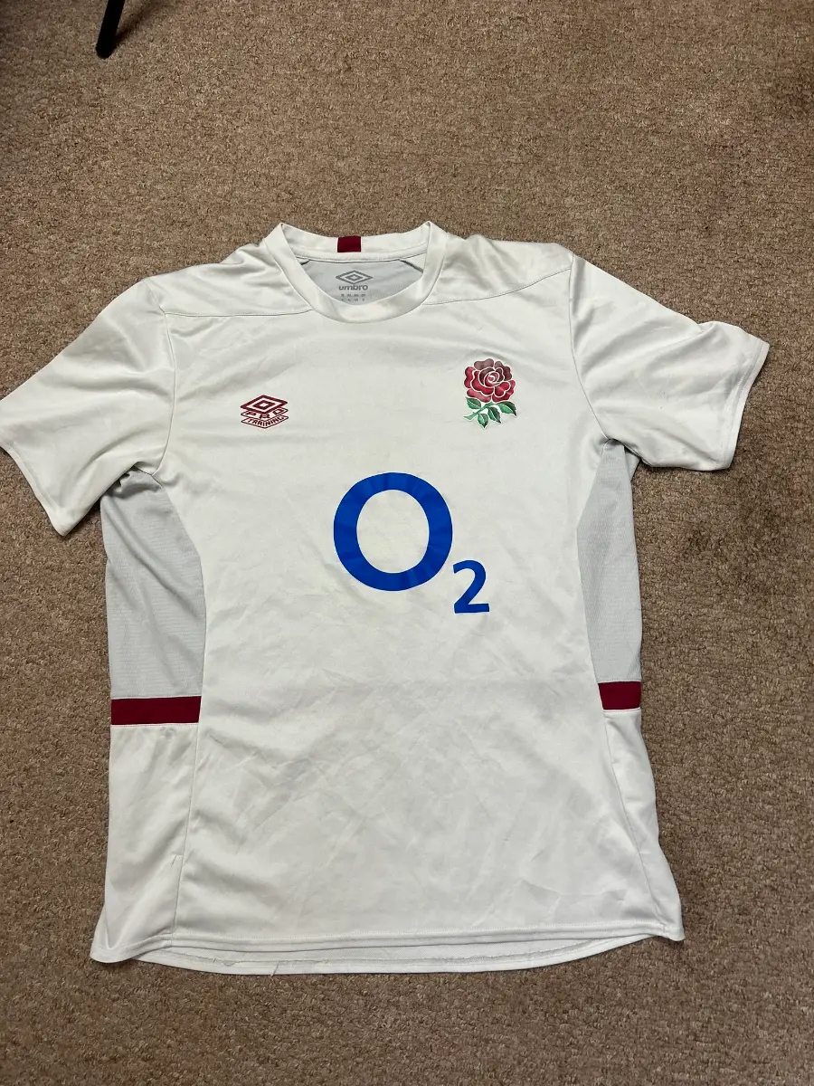 England Rugby Pro Training Jersey Mens XL Off White Umbro 02 Workout Gym Top