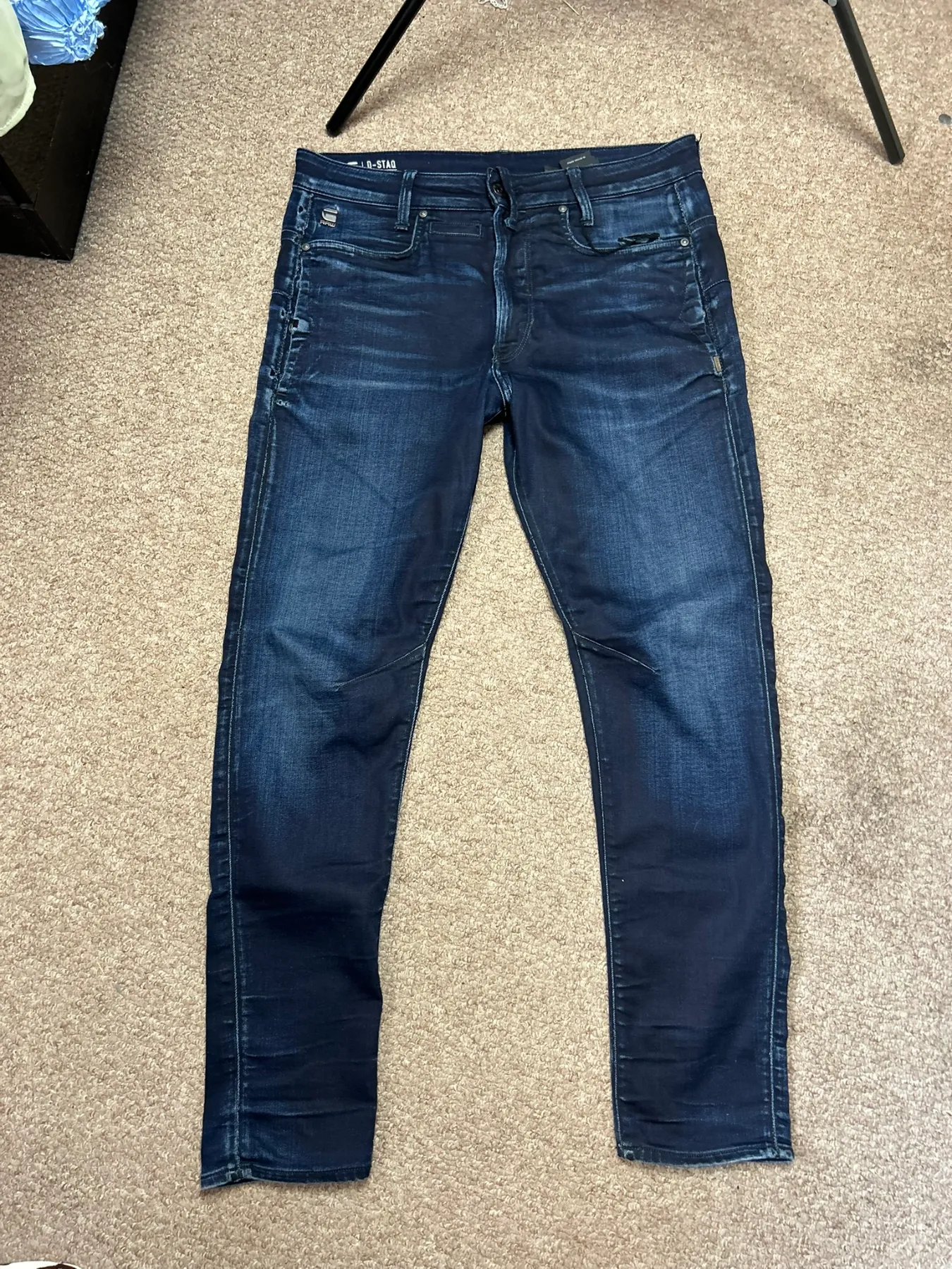 G-Star RAW D-Staq 3D Denim jeans Mens Size 32 Navy Blue Super Slim Style W32 L31