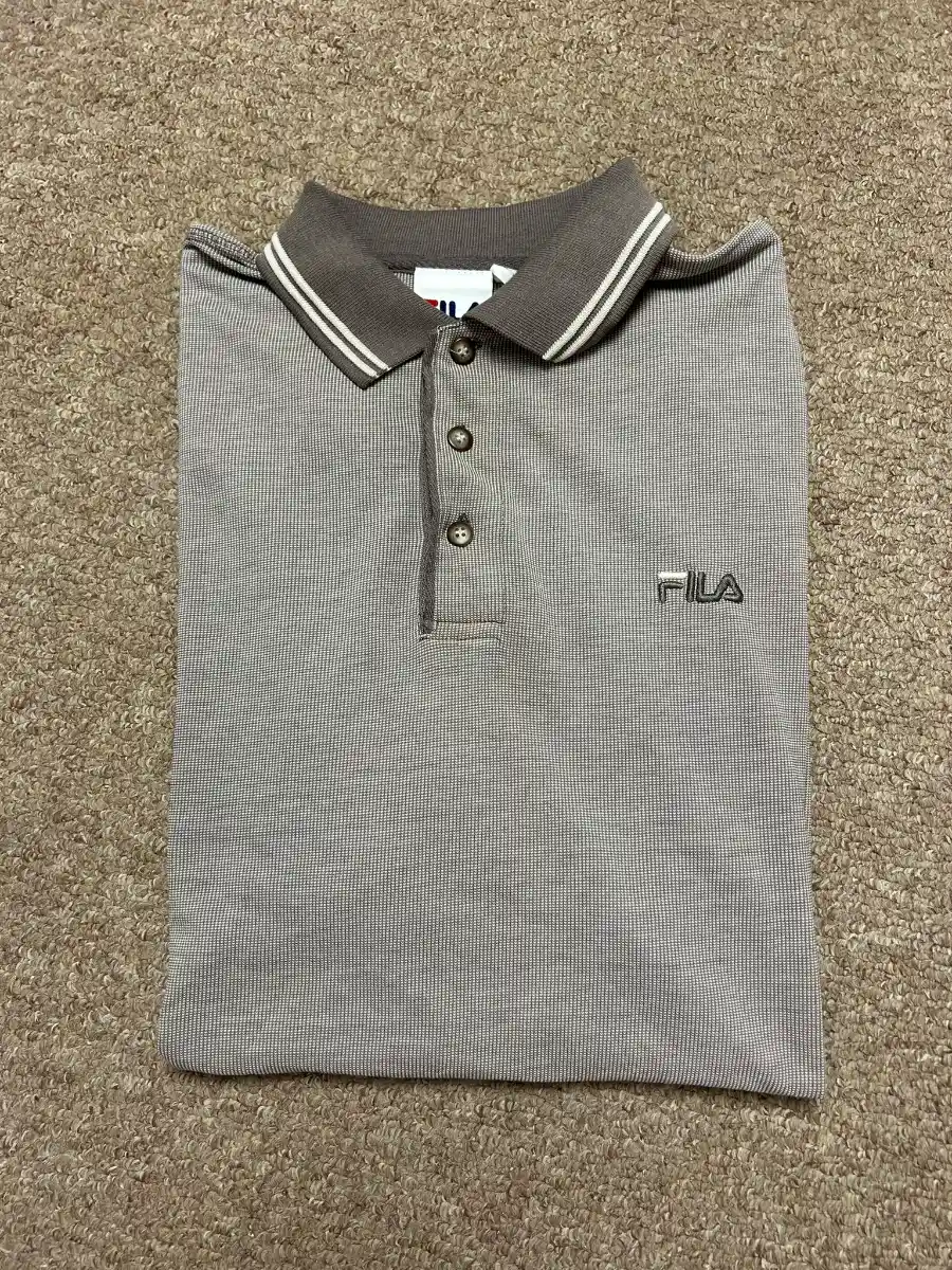 FILA Mens Button Up Polo Shirt Size Large Grey Smart Casual Collared Top