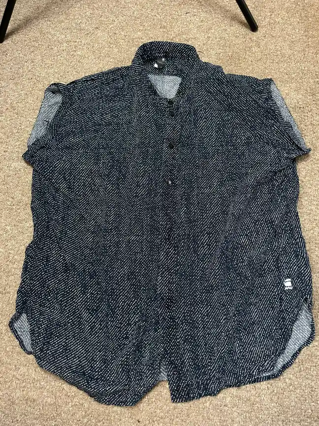 G-Star Womens Blouse Size Medium Black Polka Dot Button Down Cap Sleeve Top