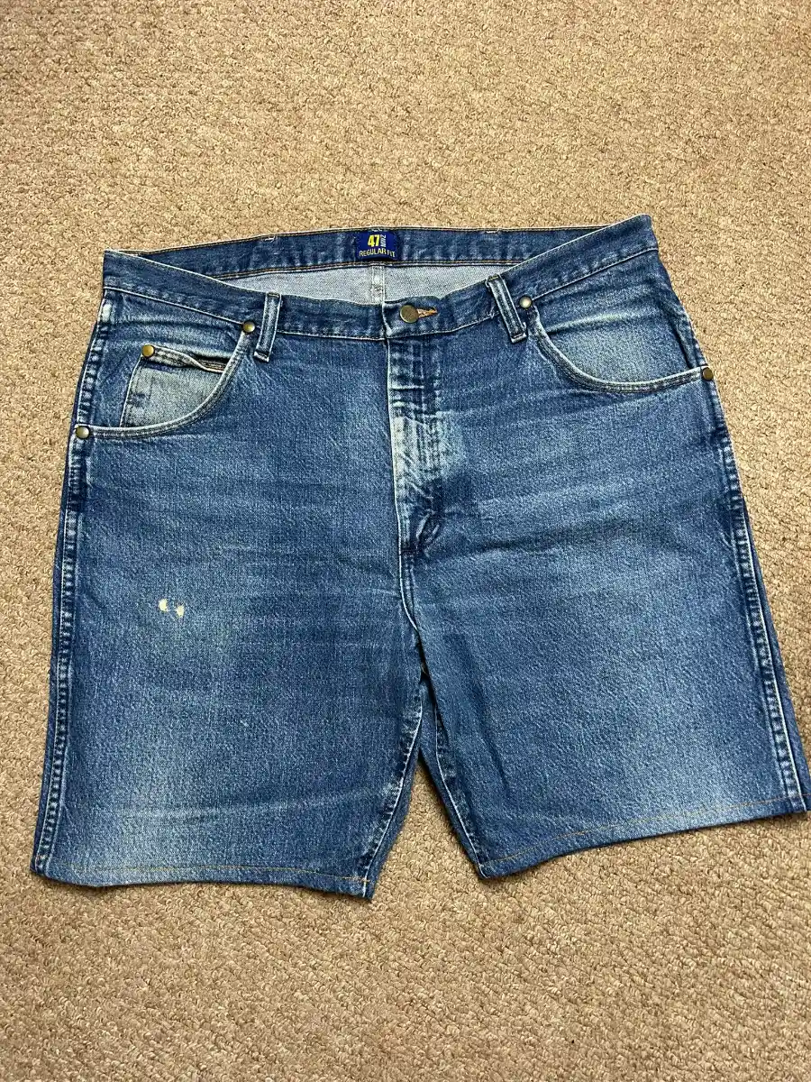 Wrangler Size 36 Jorts Mens Medium Blue Wash Denim Jean Shorts Cut Off Work W36