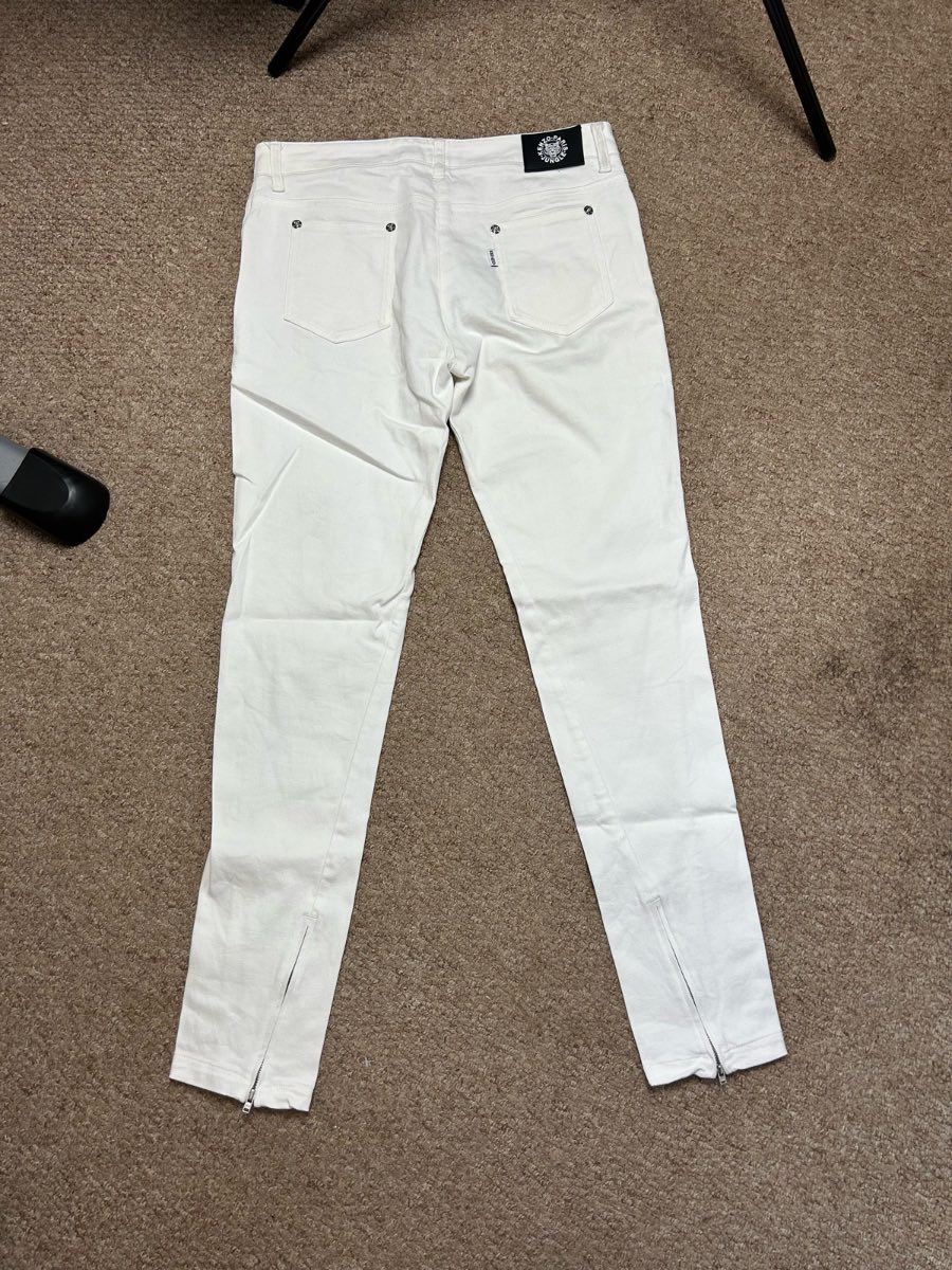 Kenzo Paris Jungle Womens Size 40 UK 12 White Denim Jeans Zip Skinny Fit W30 L32