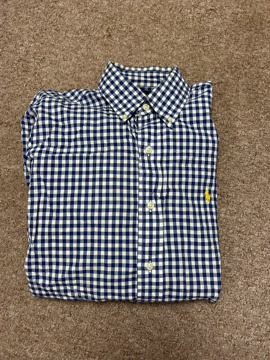Ralph Lauren Long Sleeve Shirt Mens Size Small Custom Fit Gingham Check Blue Top