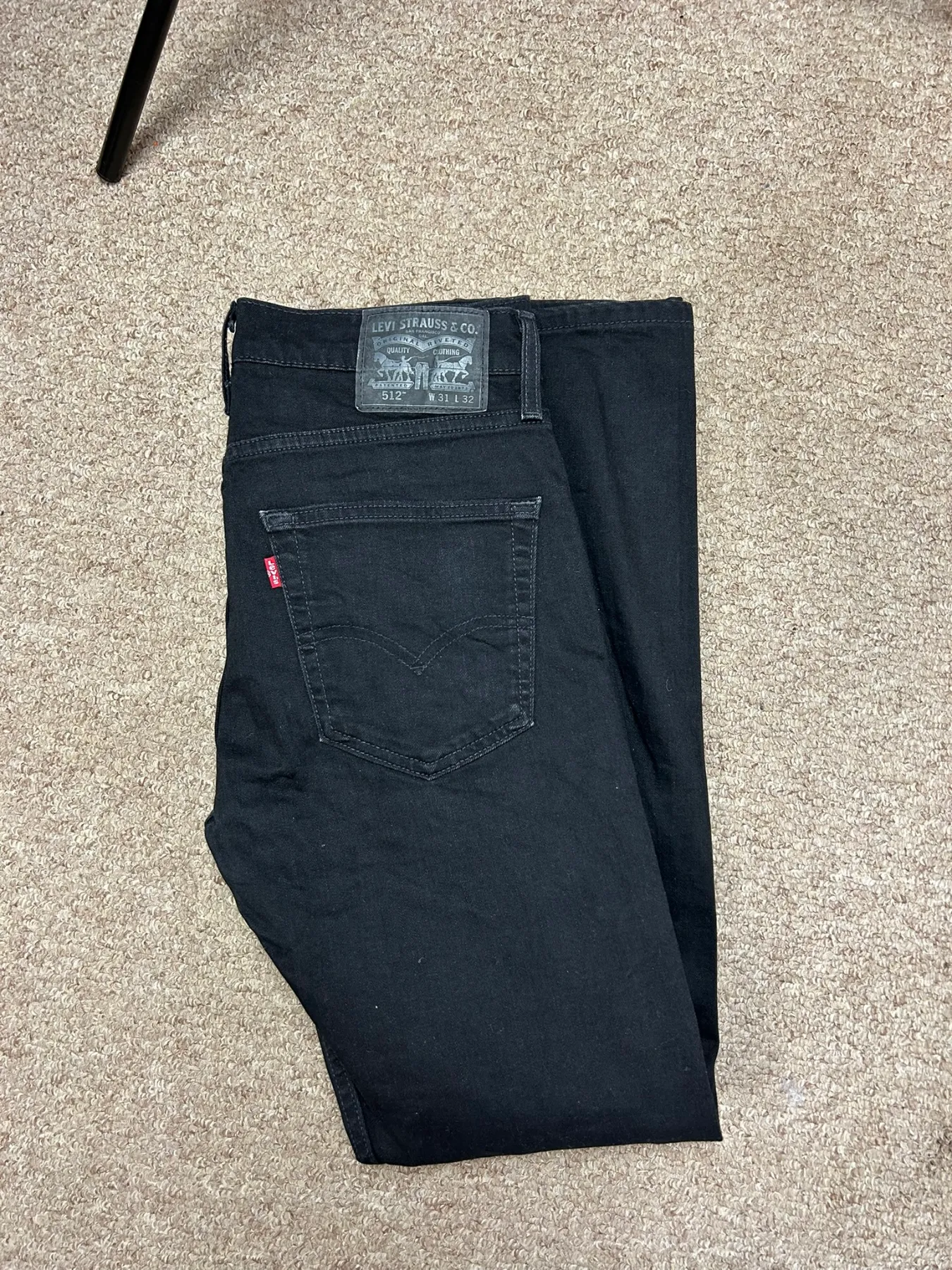 Levi's Mens Size 31 Black Denim Jeans 512 Style Slim Tapered Fit W31 L32 Bottoms