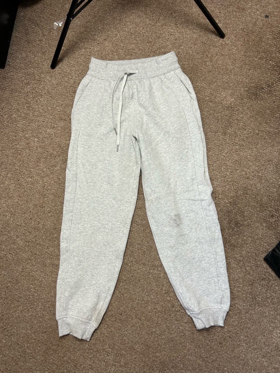Lululemon Joggers Womens UK 2 W25 Grey Jogging Bottom Gym Workout Logo Pants XS