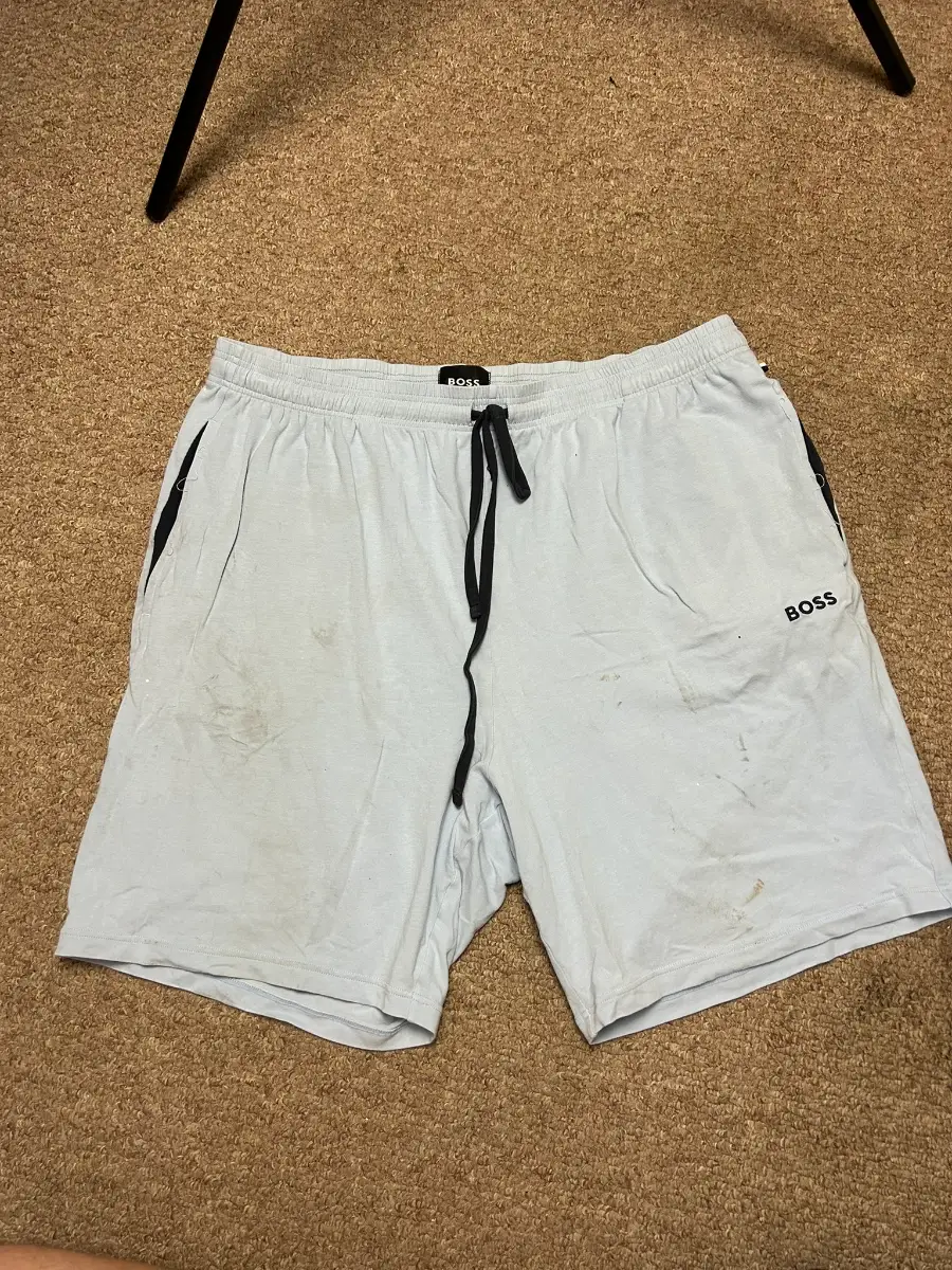 Hugo Boss Cotton Blend Lounge Shorts Mens Size XL Light Blue Spellout Logo Pants