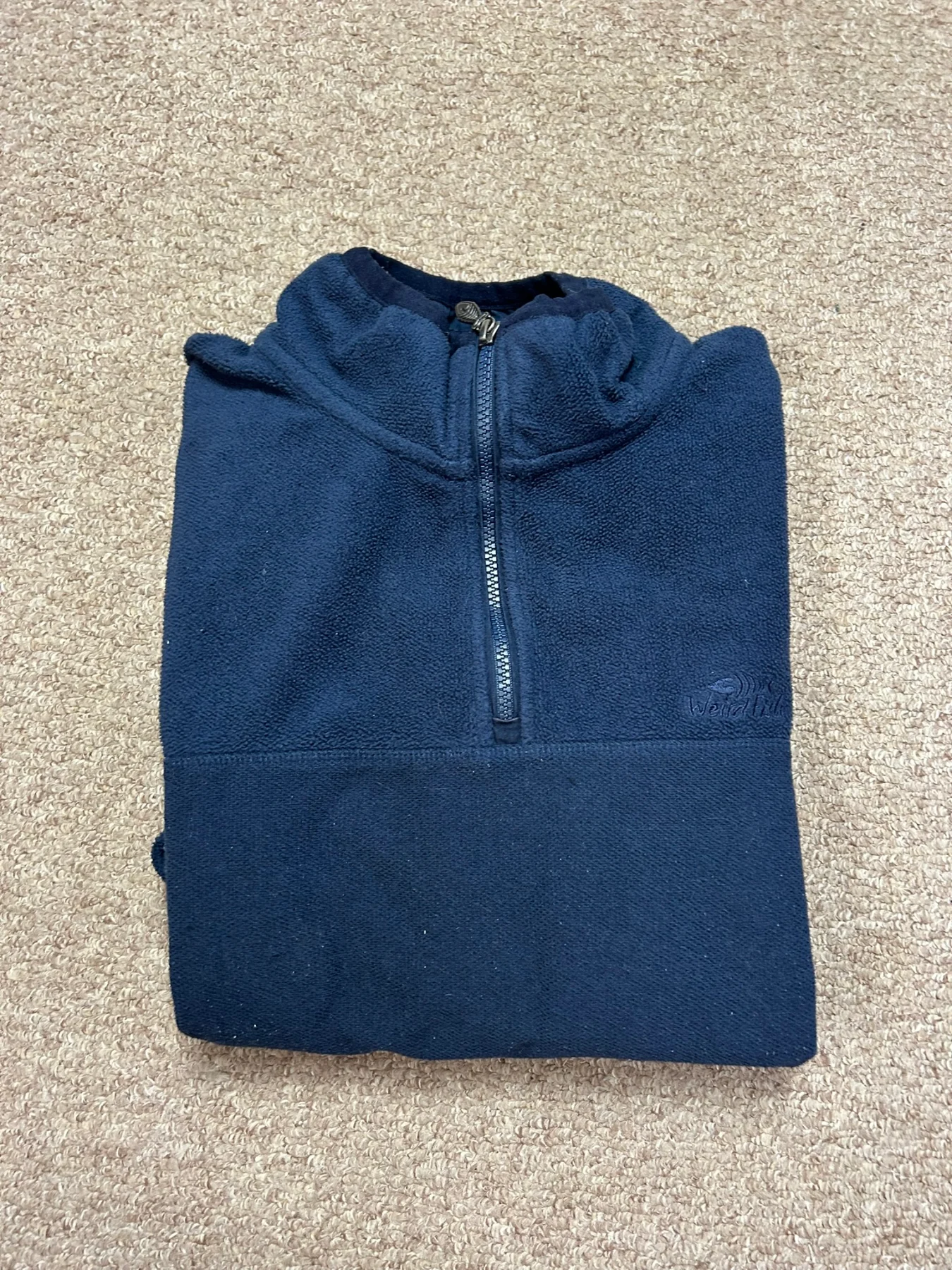 Weird Fish 1/4 Zip Jumper Mens Medium Navy Blue Fleeced Quarter Zup Pullover