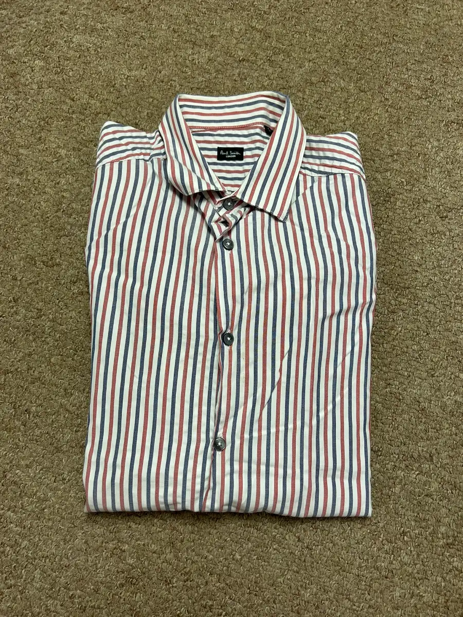 Paul Smith London Long Sleeve Striped Shirt Mens 16" / 41"  Red White Button Up