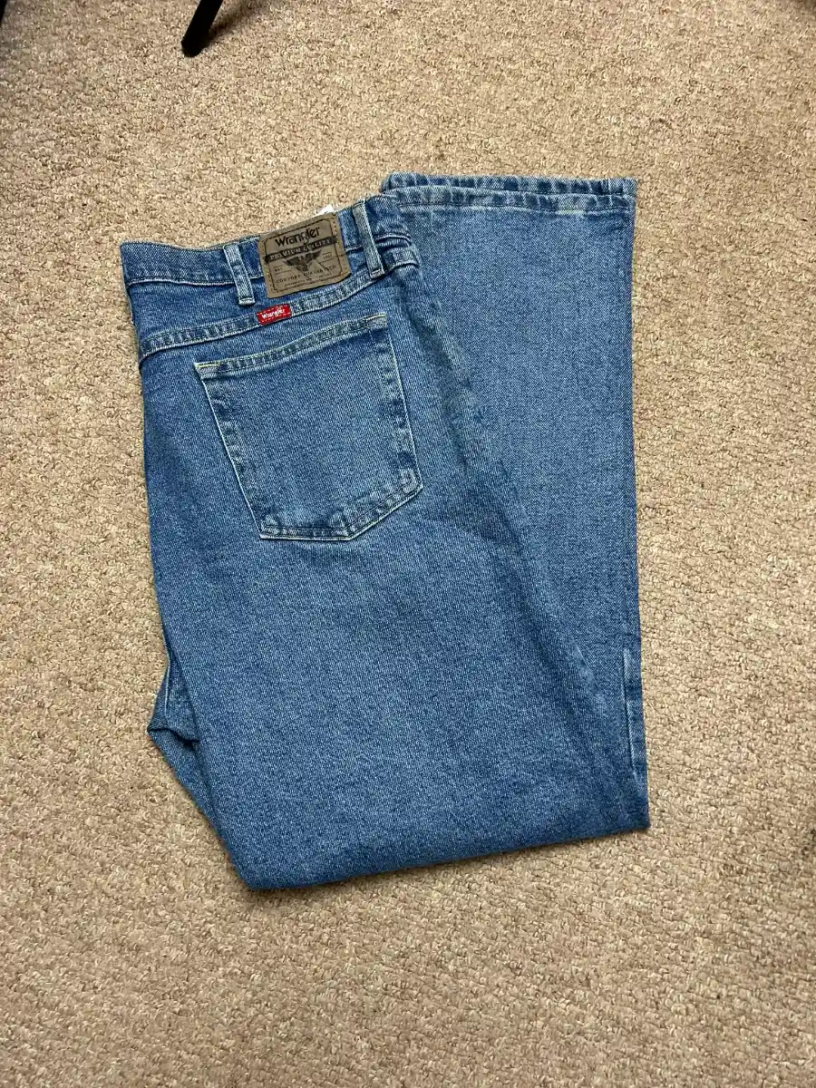 Wrangler Mens Size 38 Blue Wash Denim Jeans Regular Straight Fit W38 L31 Bottoms