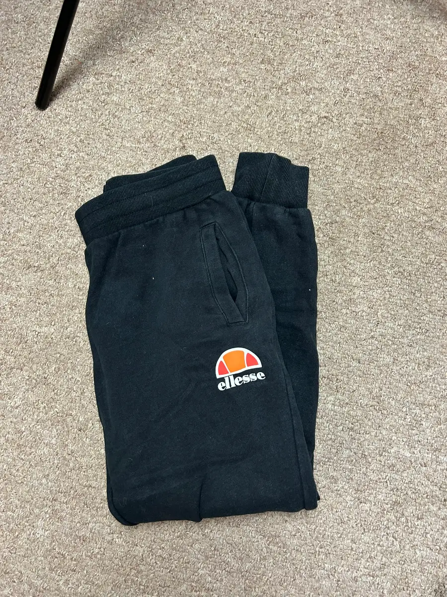 Ellesse Womens Joggers UK Size 10 Black Classic Loungwear Cuffed Jogging Bottoms