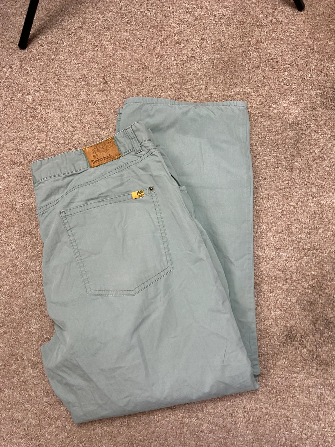Timberland Casual Cotton Trousers Mens 40 Sage Green Casual Regular Fit W40 L34