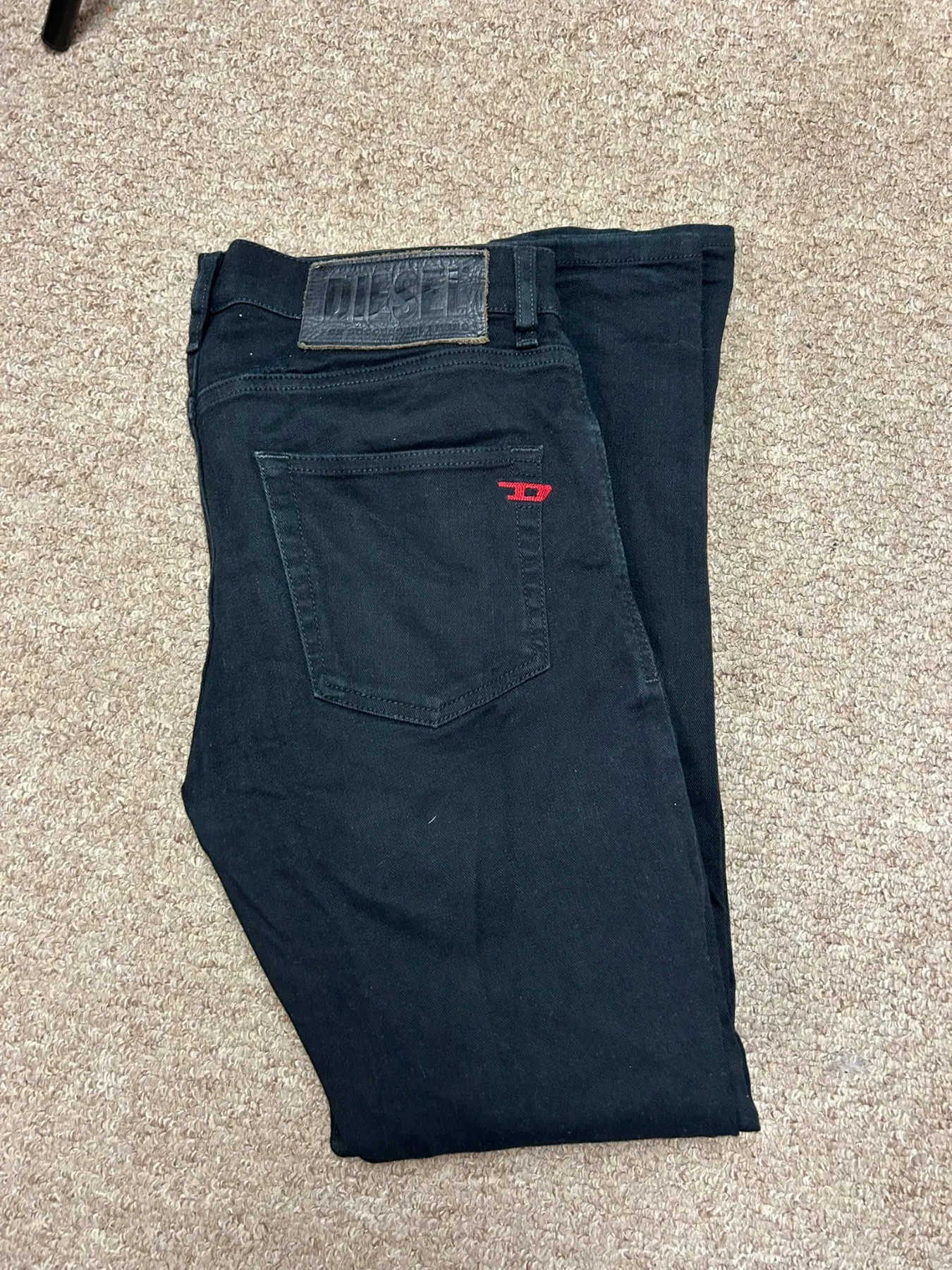 Diesel D-Strukt Jeans Mens 30 Black Slim Fit Denim Stretch 0688H W30 L30 Bottoms