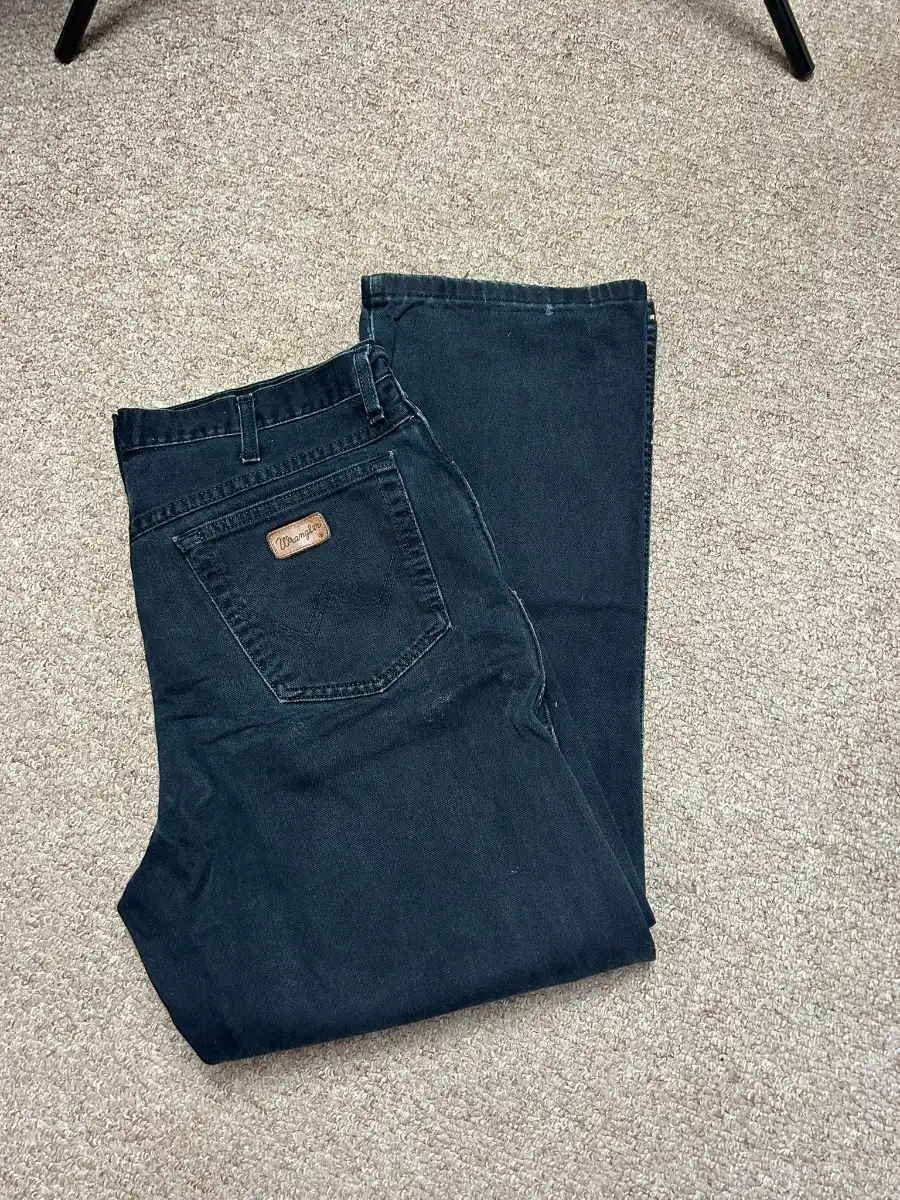 Wrangler Black Denim Jeans Mens Size 36 Regular Straight Fit W36 L32 Bottoms