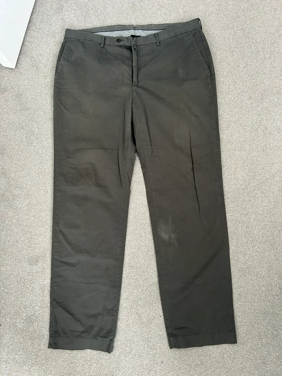 Hackett London Trousers Mens 38 Regular Dark Grey Cotton Bespoke W38 L32 Chinos