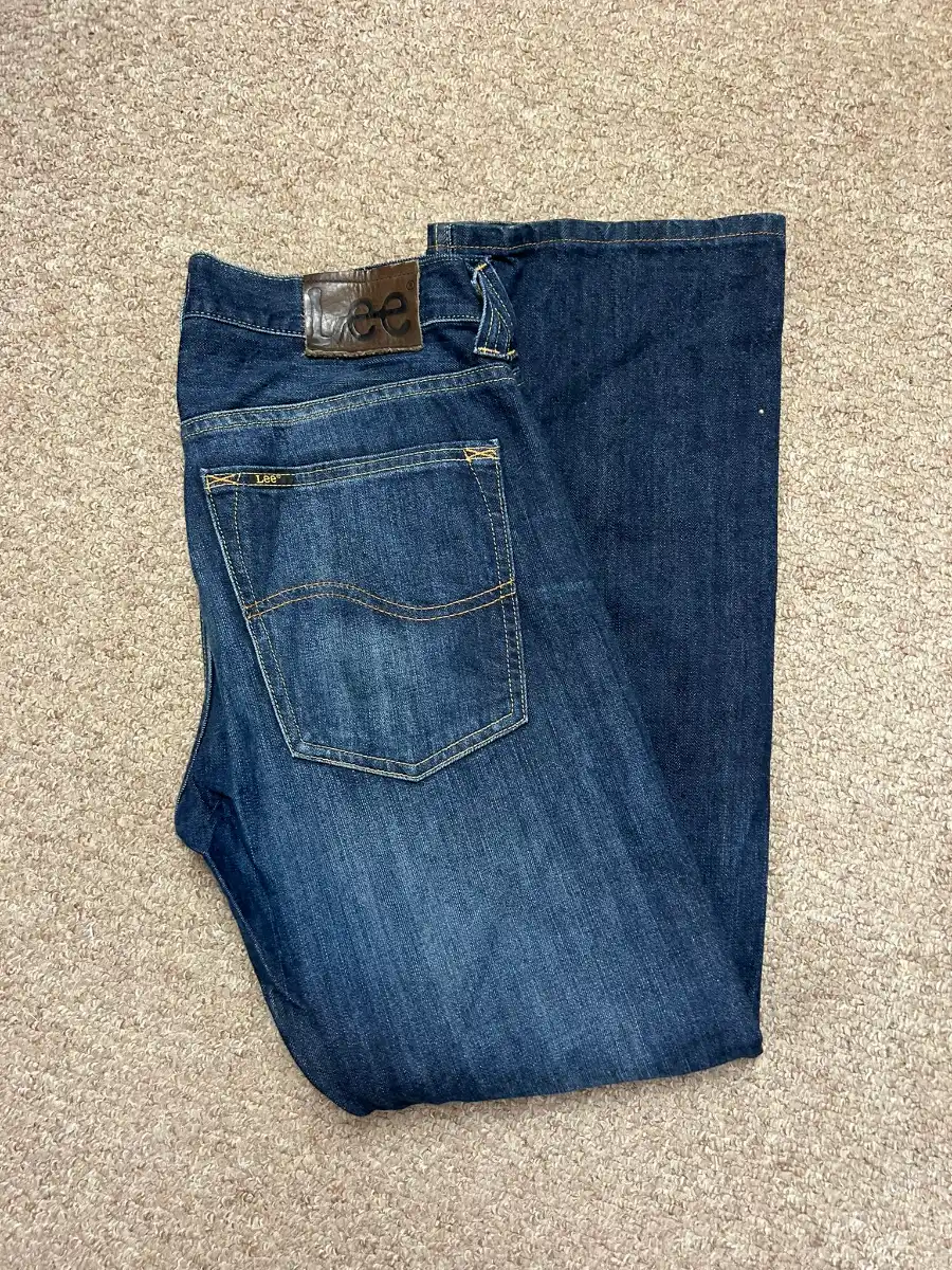 Lee Mens 30 Denim Jeans Flint Straight Navy Blue Medium Wash W30 L30 Bottoms