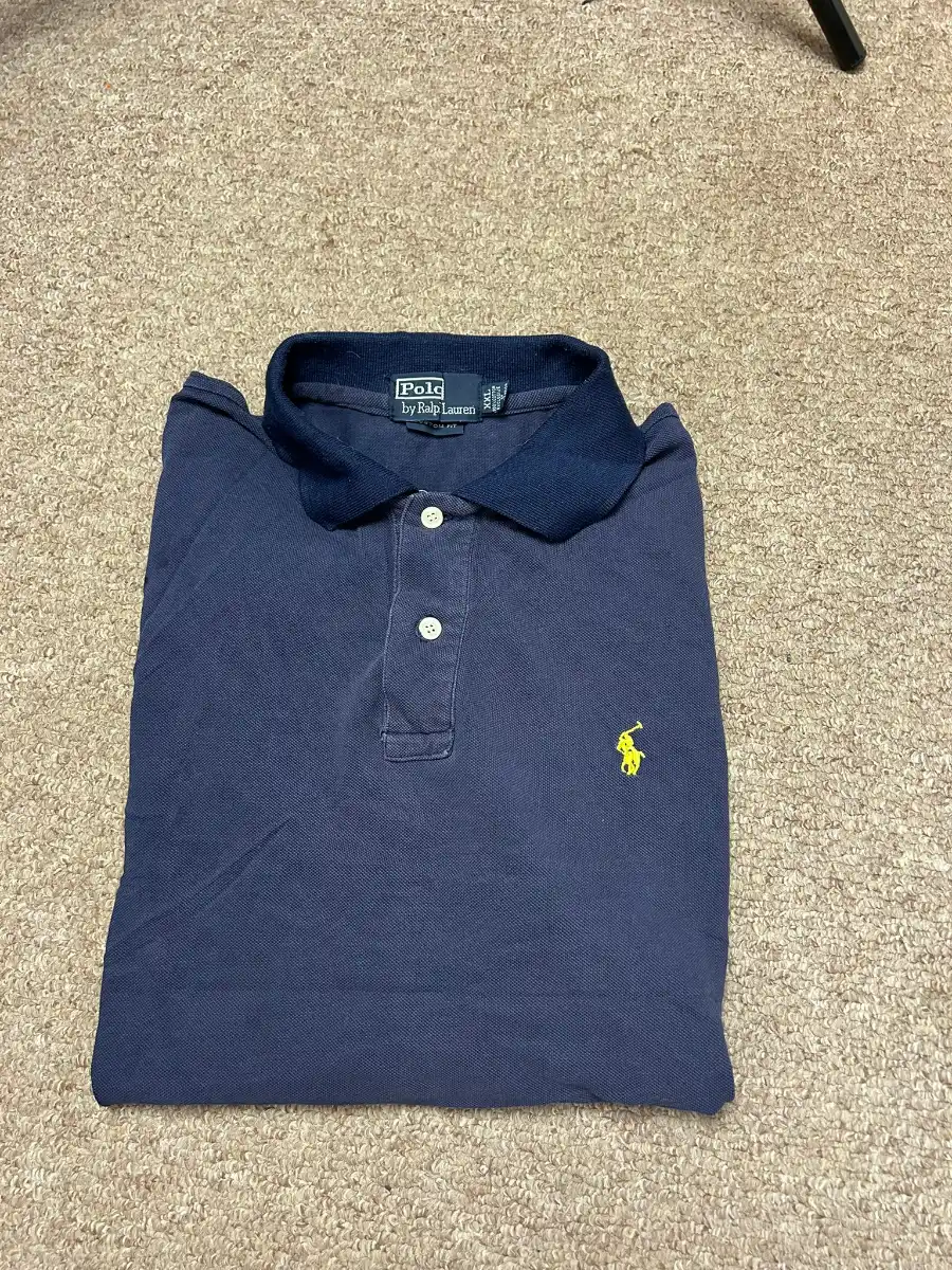 Polo Ralph Lauren Vintage Polo Shirt Mens Size XXL Navy Blue Custom Fit Top 2XL