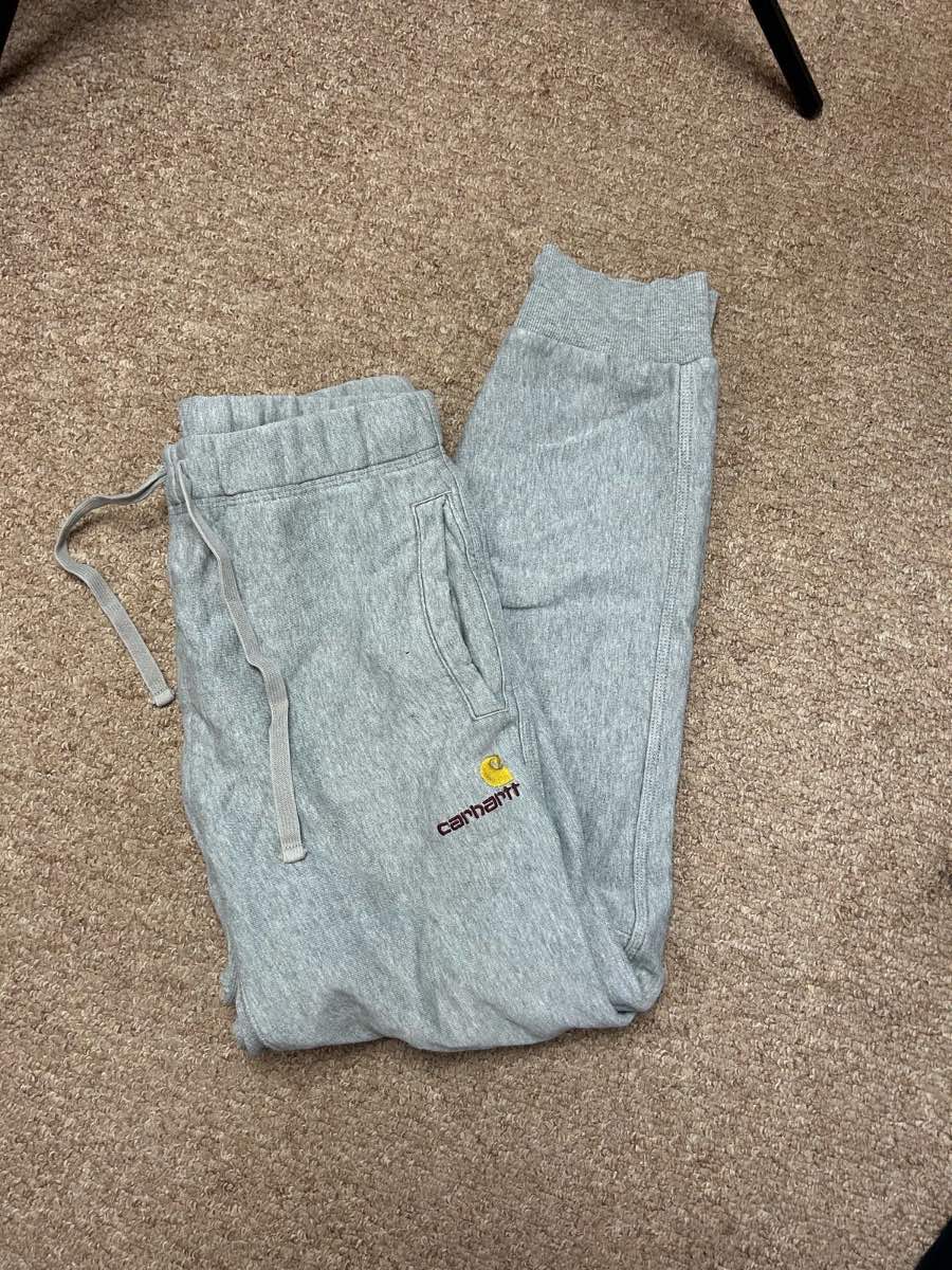 Carhartt WIP Joggers Mens Size Small Grey American Script Style Jogging Bottoms