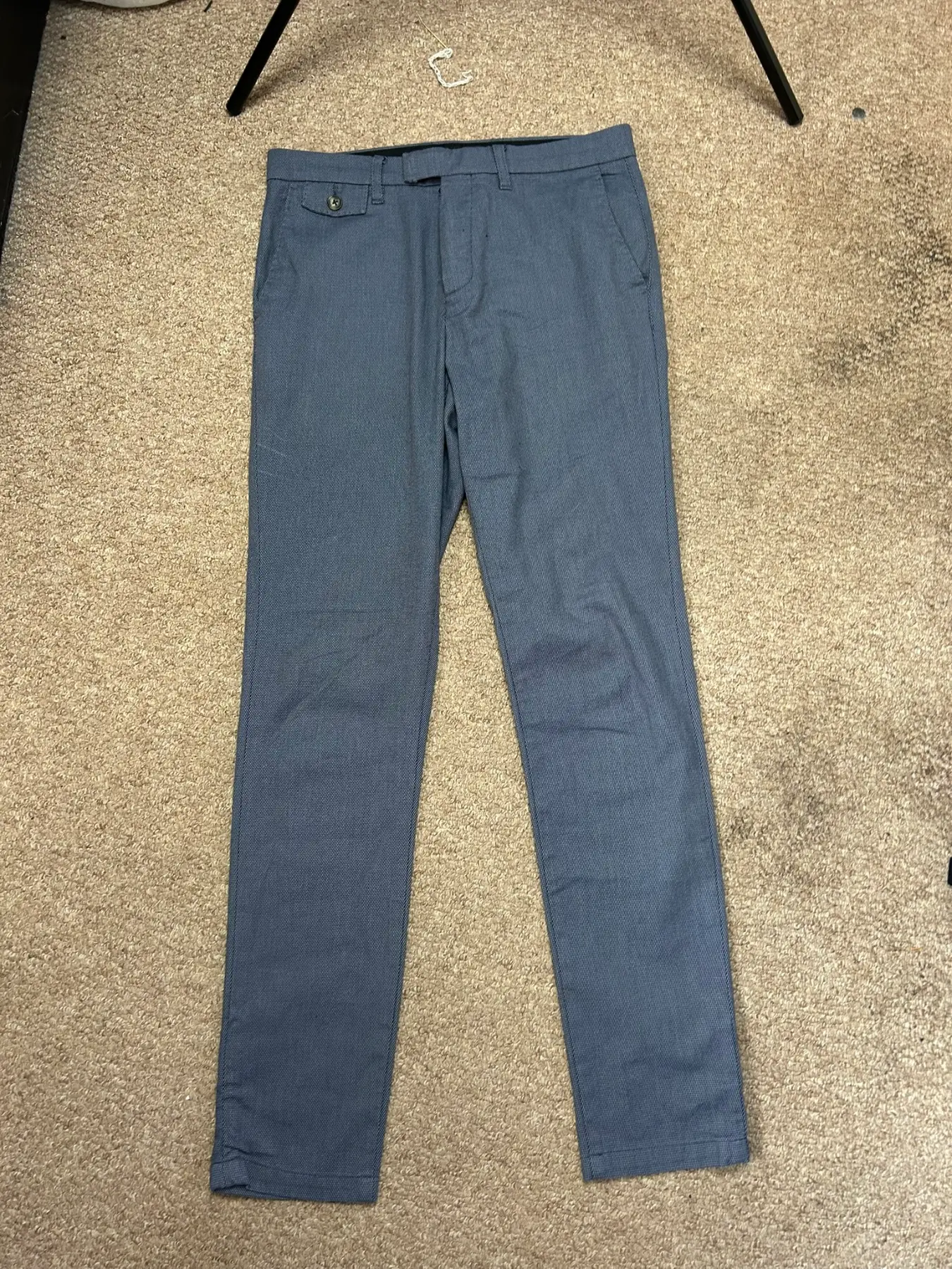 Ted Baker Mens Suit Trousers 30 Blue Textured Tailored Smart Dress Pants W30 L32