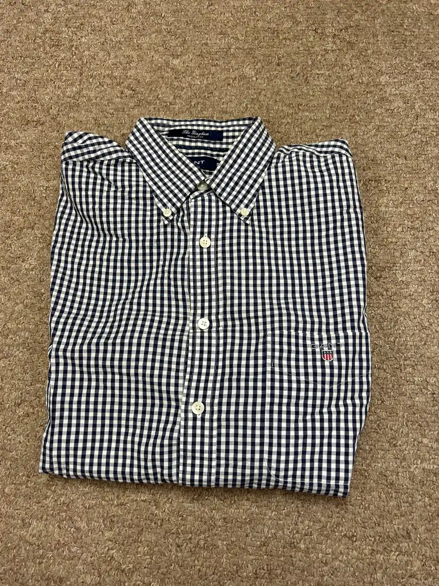 GANT Long Sleeve Mens Shirt Size Medium Black White Check Gingham Button Down