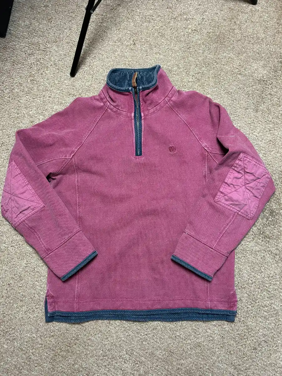 Fat Face 1/4 Zip Jumper Mens Size Small Airlie Sweatshirt Washed Red Pullover