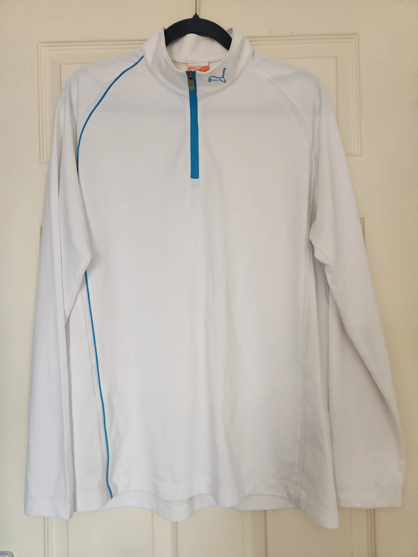 Mens Puma 1/4 zip top white