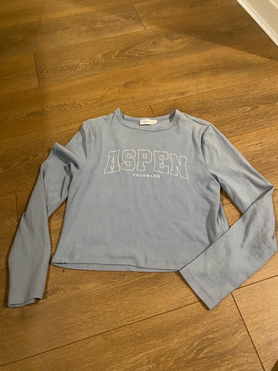 Primark cropped long sleeve L light blue