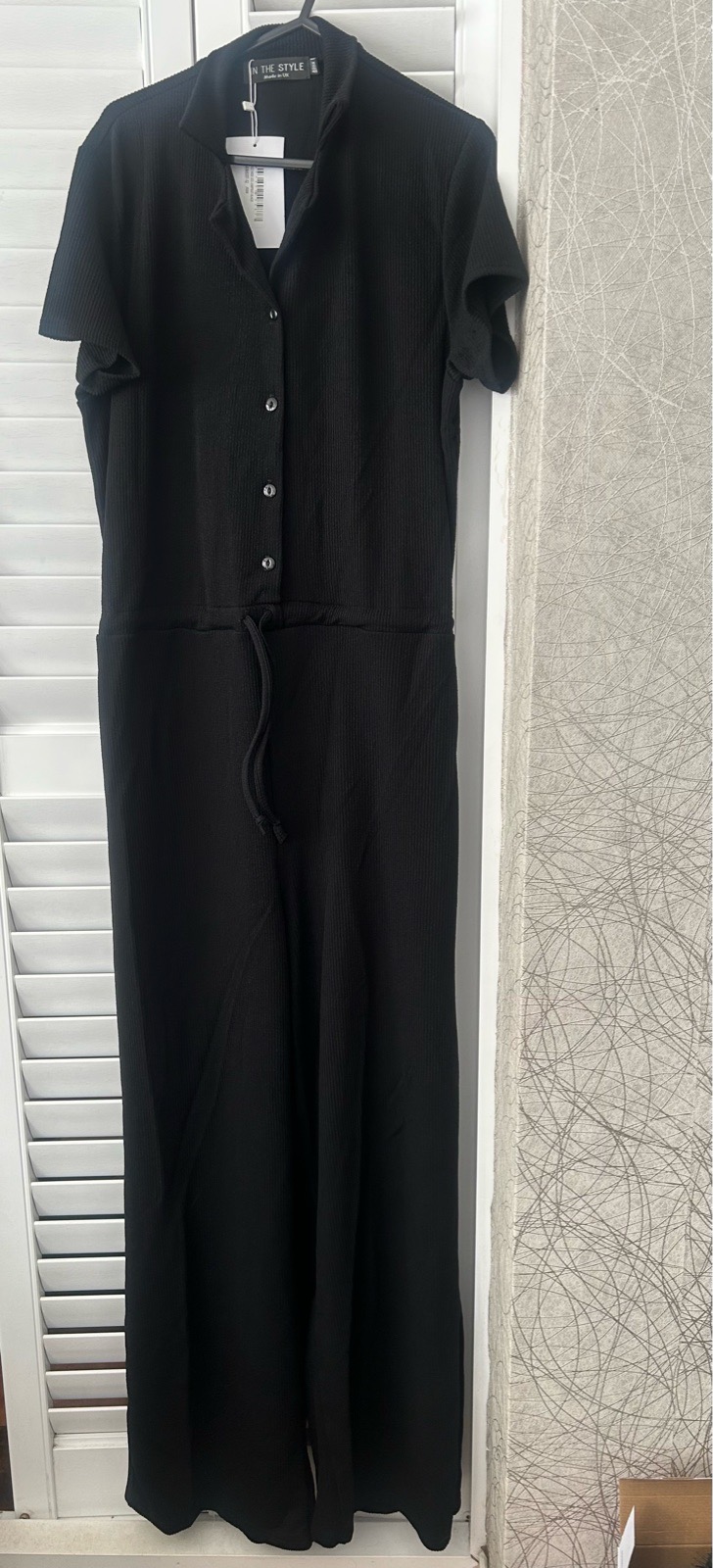 Black Ribbed In the Style Wide leg Jumpsuit