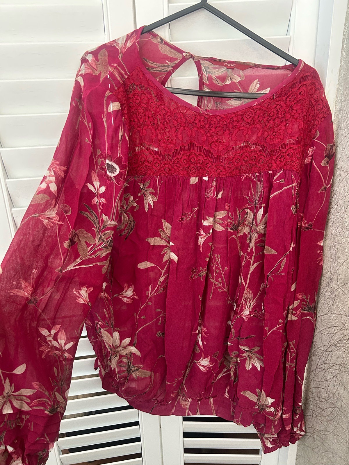 Next - Long Sleeved Red Floral Blouse