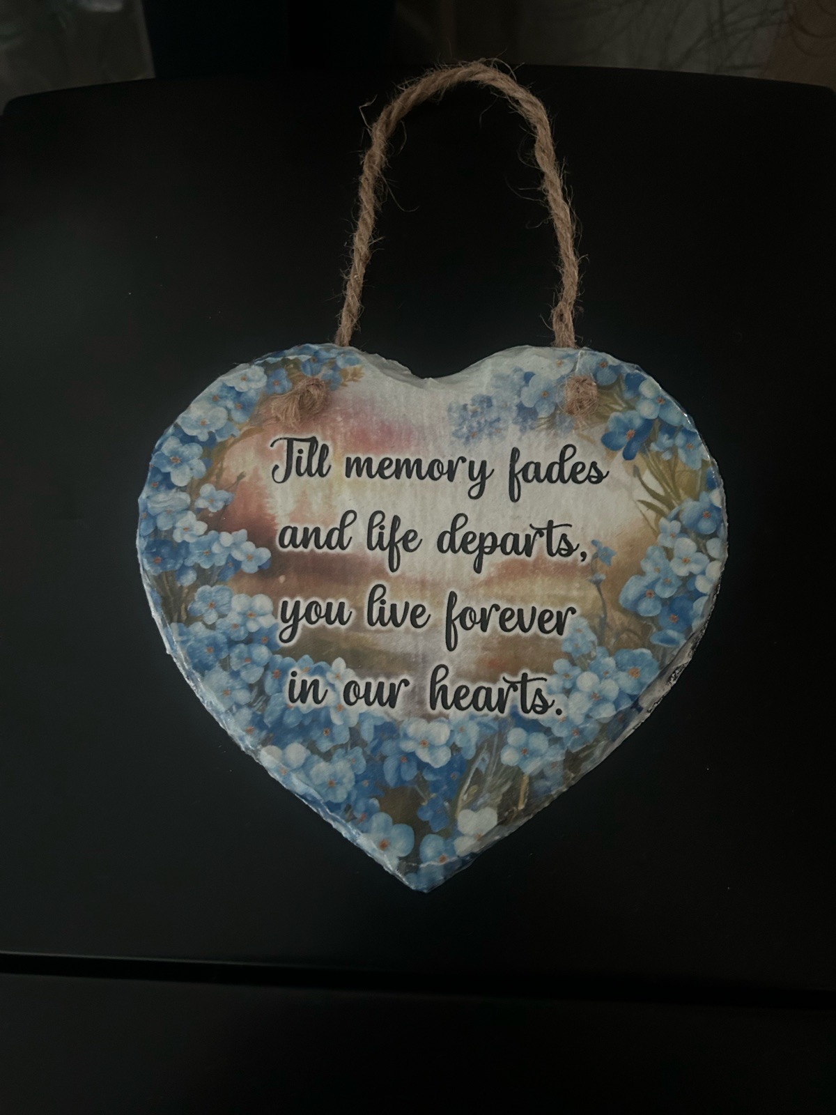 Memorial Slate Heart Plaque