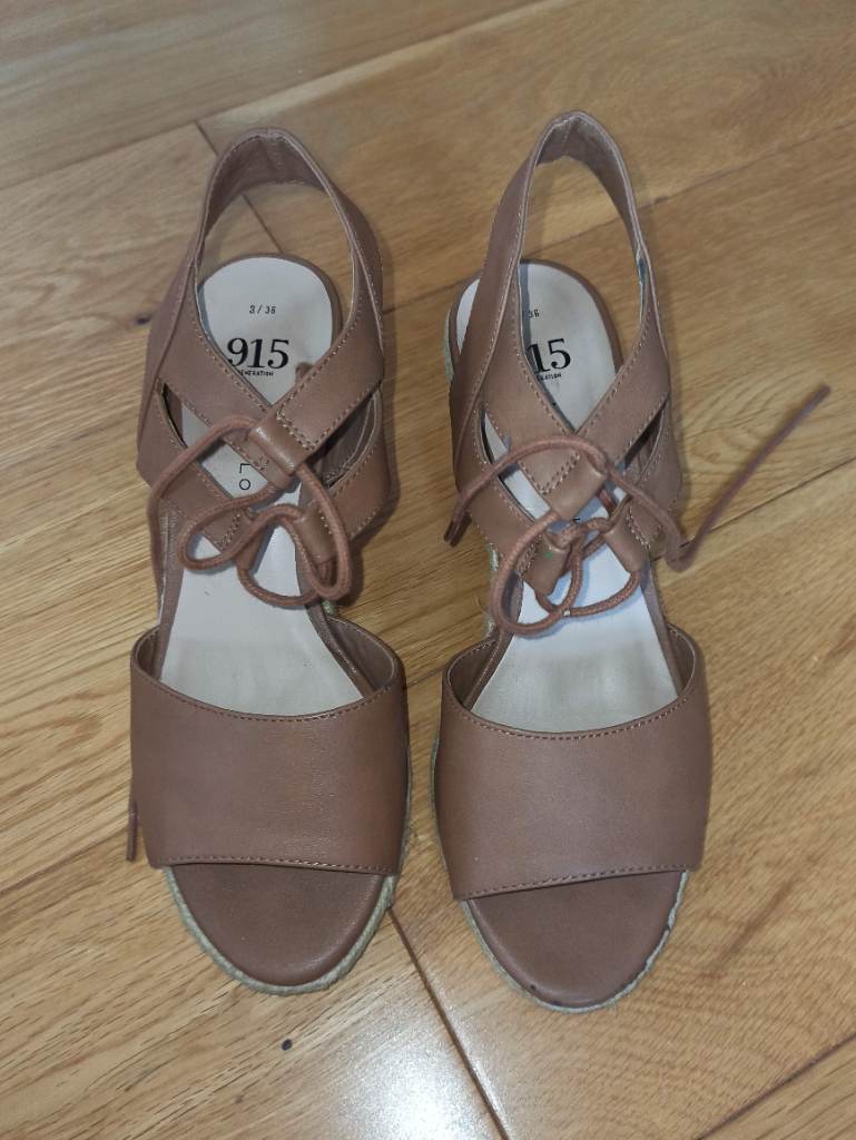 New Look Tan Heeled Lace Up Sandals Size 3